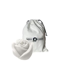 Candela a forma di Bocciolo di Rosa - Colore Bianco - Diametro 8 cm altezza 8 cm - con Sacchetto Regalo