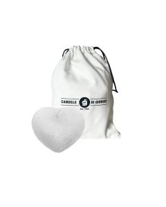 Candela a forma di Cuore Graffiato - Bianco - 10x5 cm