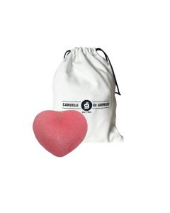 Candela a forma di Cuore Graffiato - Rosa - 10x5 cm