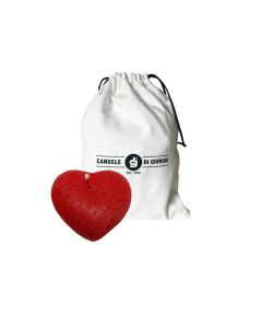 Candela a forma di Cuore Graffiato - Rosso - 10x5 cm