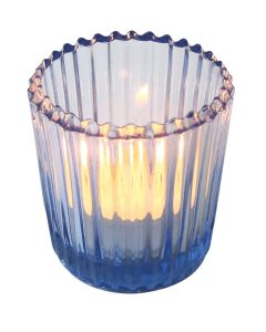 Bicchierino rigato porta tealight in vetro - Blu