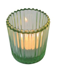 Bicchierino rigato porta tealight in vetro - Verde