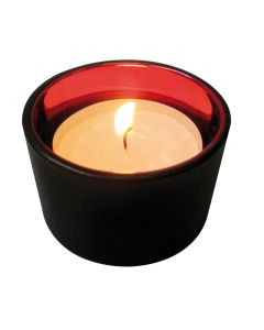 Porta tealight in vetro nero e interno a specchio - Rosso