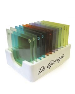 Piattino portacandela quadrato in vetro - Colori assortiti