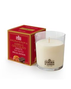 Candela Vegana Vegetale profumata in bicchiere Aromaterapia - Ambra & Cioccolato  - 44 ORE