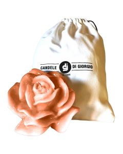 Candela Laccata Rosa artigianale- Rosa Pesca- 12 cm