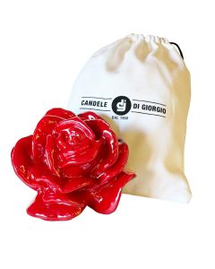 Candela Laccata Rosa artigianale- Rosso - 12 cm