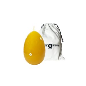 Candela a forma di Uovo con Margherite- Giallo Senape- 14 cm