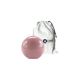 Candela sfera artigianale Ø 10 cm con margherite - Rosa Polvere