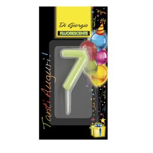 Candela di complenno numero 7 fosforescente con supporto