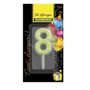 Candela di complenno numero 8 fosforescente con supporto