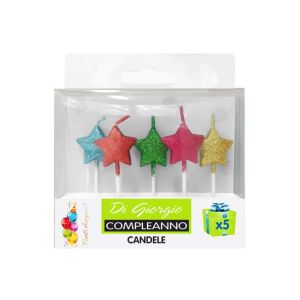 5 Candeline di compleanno fluo - forme assortite