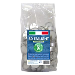 Tealight Ø 3,6 cm h. 1,7 cm 80 pezzi - Durata 5 ore