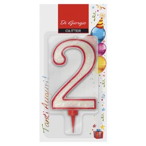 Candela di compleanno Gigante con glitter numero 2