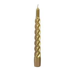 Candele laccate tortiglione Ø 2,2 cm h. 21 cm 3 pezzi - Oro