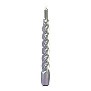 Candele laccate tortiglione Ø 2,2 cm h. 21 cm 6 pezzi - Argento